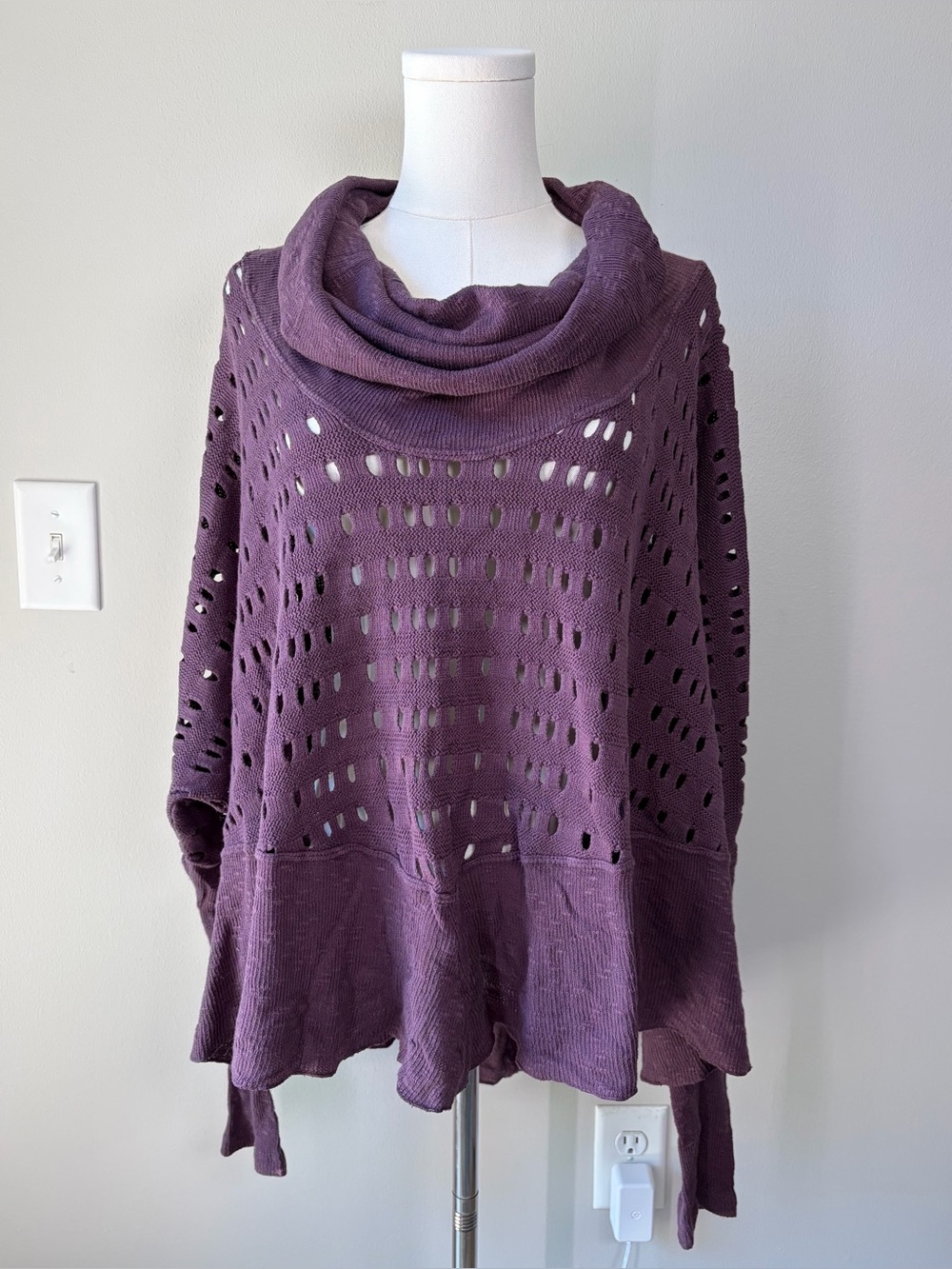 XCVI Purple Oversized Reed Cowl Neck Tunic Sweater
